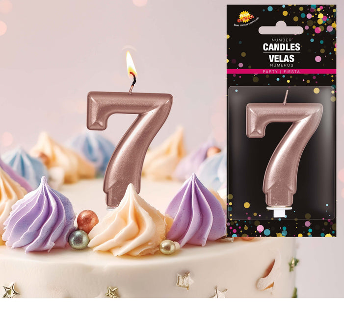 Rose Gold kynttilä 7 vuotta 8cm