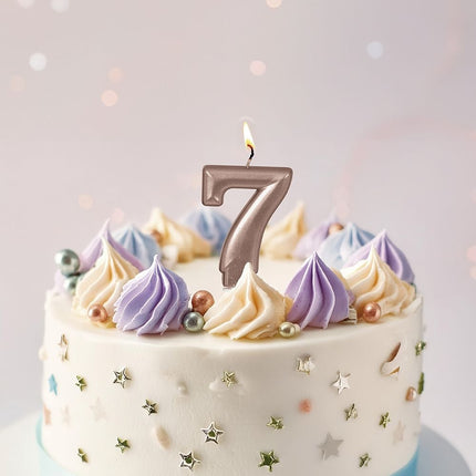 Rose Gold kynttilä 7 vuotta 8cm