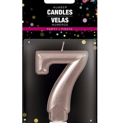 Rose Gold kynttilä 7 vuotta 8cm