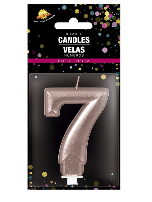 Rose Gold kynttilä 7 vuotta 8cm