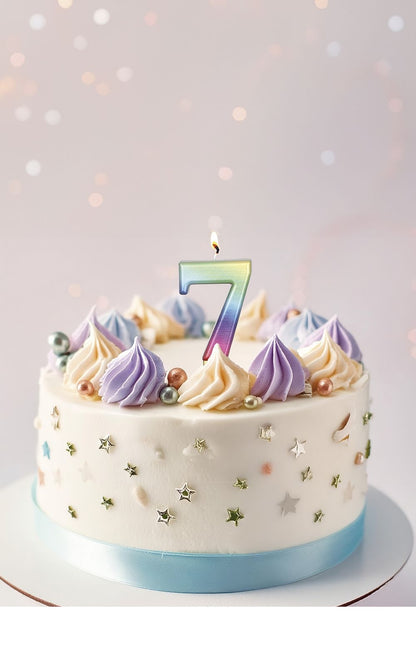 Sateenkaarikynttilä 7 vuotta Metallinen 8cm