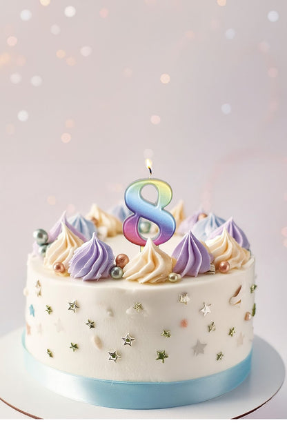 Sateenkaarikynttilä 8 vuotta Metallinen 8cm