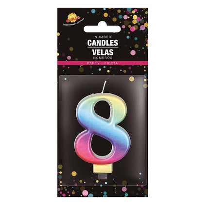 Sateenkaarikynttilä 8 vuotta Metallinen 8cm