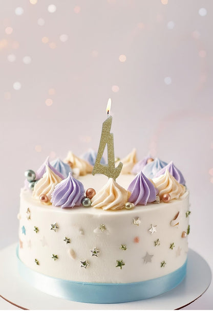 Kultainen kynttilä 4 vuotta Glitter 12.5cm