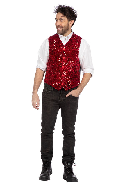 Punainen liivi Miesten paljettiliivit Glitteri