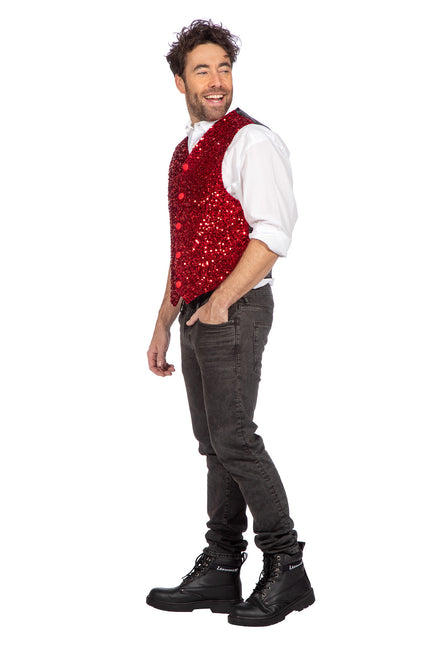Punainen liivi Miesten paljettiliivit Glitteri