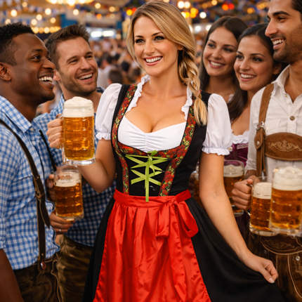 Punainen dirndl-mekko Oktoberfest Rosalie