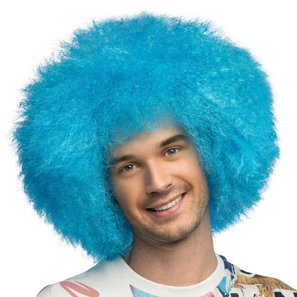 Neon-peruukki, sininen afro