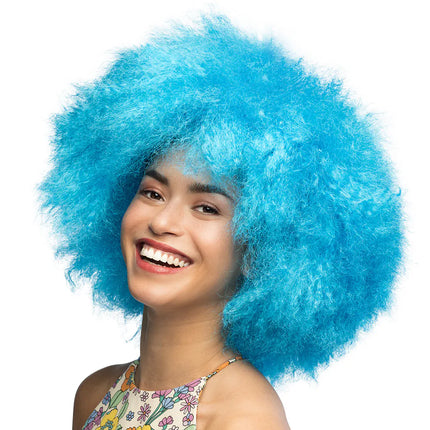 Neon-peruukki, sininen afro