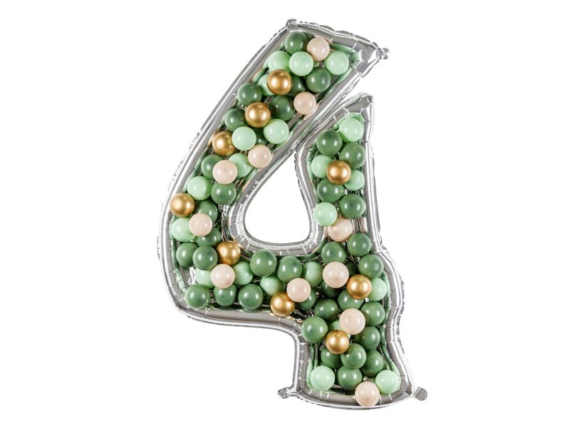 4 Jaar Ballon Frame Zilver 1,26m van Partydeco koop je bij Partywinkel