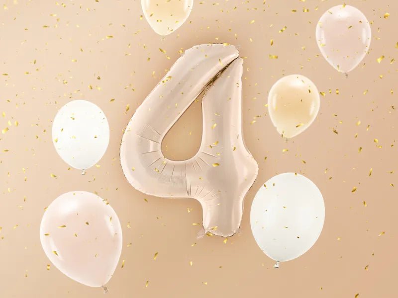 4 Jaar Cijfer Ballon Beige Glans Leeg 72cm van Partydeco koop je bij Partywinkel