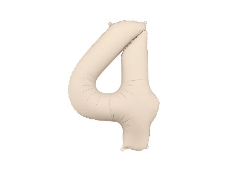 4 Jaar Cijfer Ballon Beige Mat Leeg 86cm van Partydeco koop je bij Partywinkel