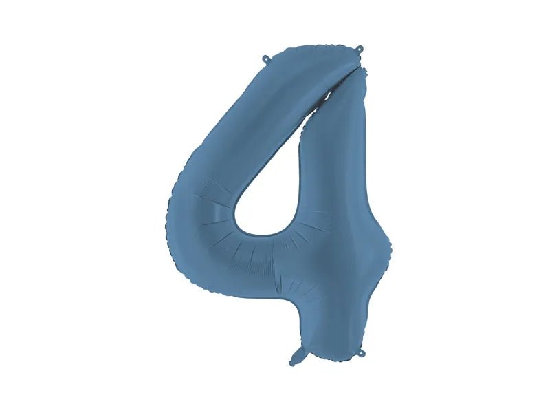 4 Jaar Cijfer Ballon Blauw Mat Leeg 86cm van Partydeco koop je bij Partywinkel