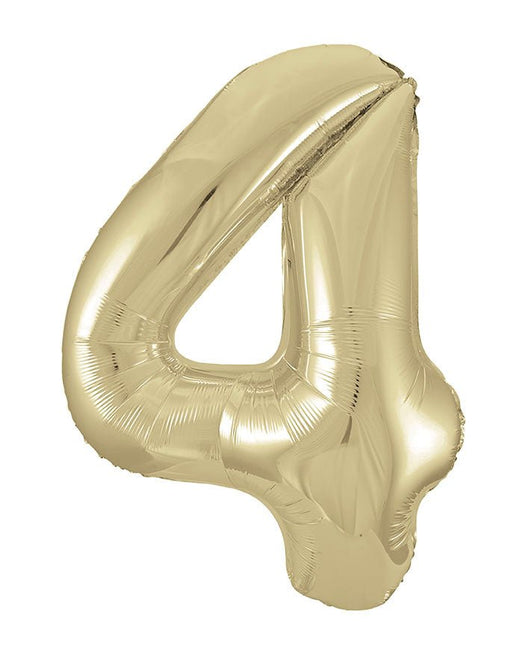 4 Jaar Cijfer Ballon Goud Glans Leeg 86cm van Unique koop je bij Partywinkel