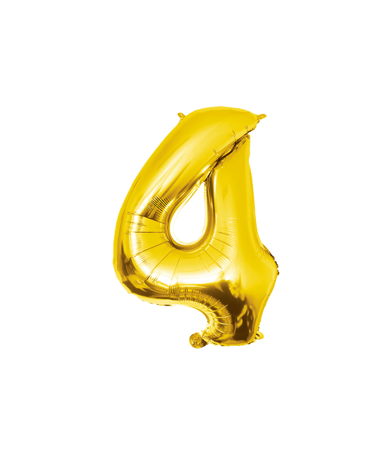 4 Jaar Cijfer Ballon Goud Leeg 86cm van Paper Dreams koop je bij Partywinkel