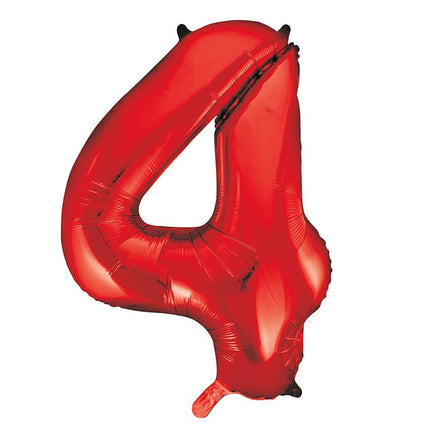 4 Jaar Cijfer Ballon Rood Leeg 86cm van Unique koop je bij Partywinkel
