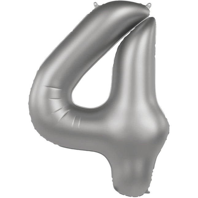 4 Jaar Cijfer Ballon Zilver 86cm van Folat koop je bij Partywinkel