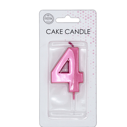 4 Jaar Kaars Roze Metallic 6cm van WeFiesta koop je bij Partywinkel