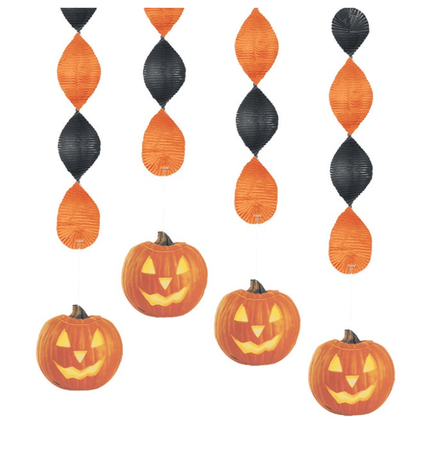 4 PUMPKIN GLOW 18" HANGNG DEC van Unique koop je bij Partywinkel