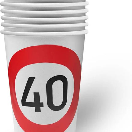 40 Jaar Bekers Verkeersbord 250ml 8st van VDV Benefit koop je bij Partywinkel