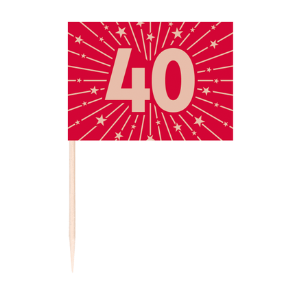 40 Jaar Cocktailprikkers Rood 50st van WeFiesta koop je bij Partywinkel