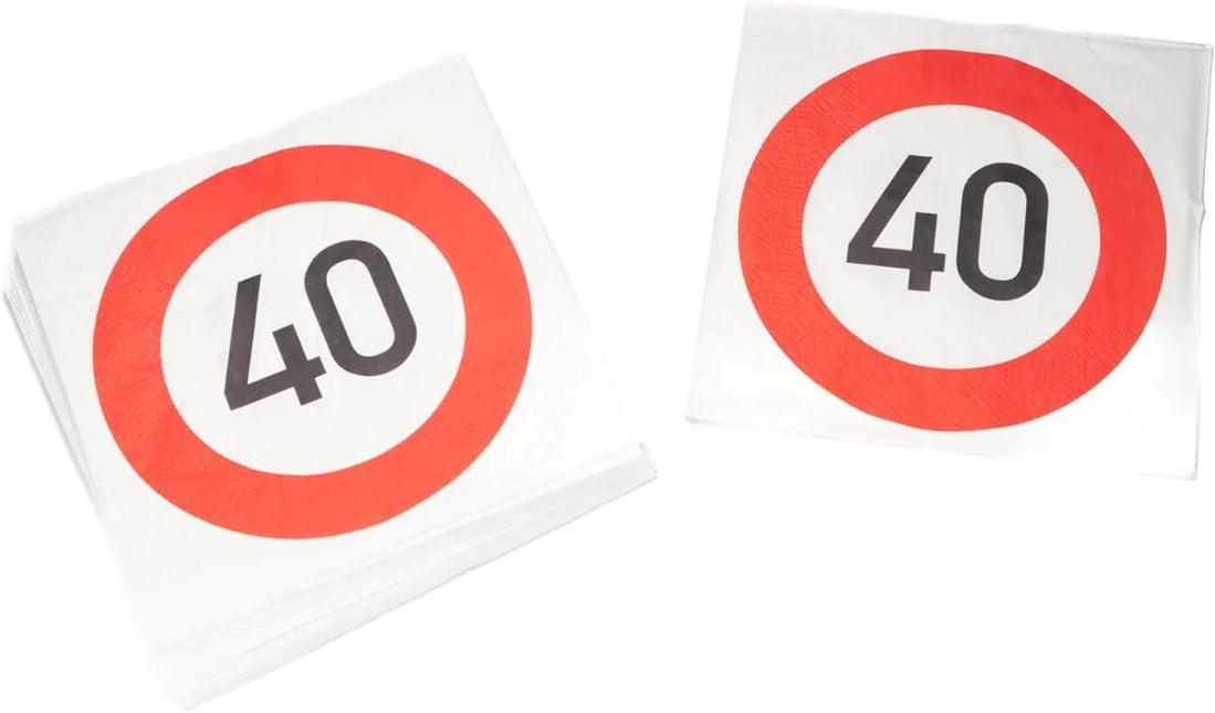 40 Jaar Servetten Verkeersbord 33cm 20st van VDV Benefit koop je bij Partywinkel