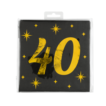 40 Jaar Servetten Zwart Goud 19cm 16st van Paper Dreams koop je bij Partywinkel