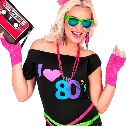 KÄSINEET NEON PINKKI PITSI