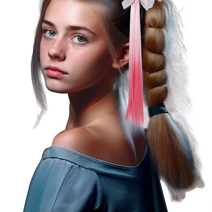 Vaaleanpunainen hiustenpidennys keula 40cm