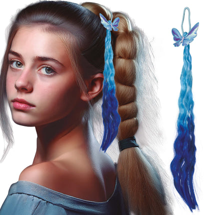 Sininen hiustenpidennys Butterfly 35cm
