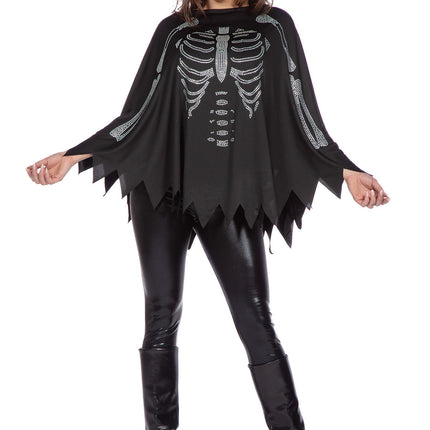 Skeleton Poncho Musta Hopea Strass