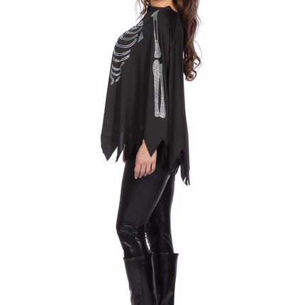 Skeleton Poncho Musta Hopea Strass