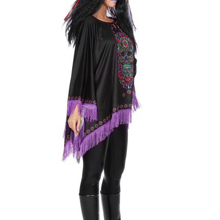 Dia De Los Muertos Poncho Musta Violetti