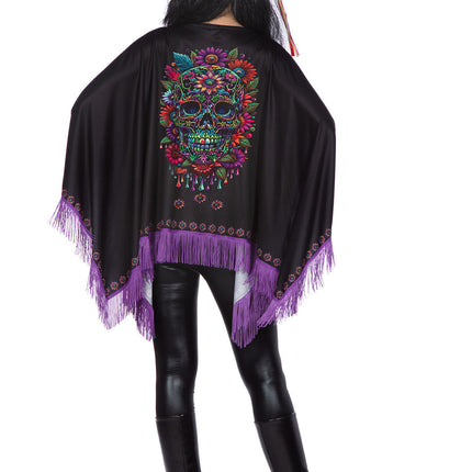 Dia De Los Muertos Poncho Musta Violetti
