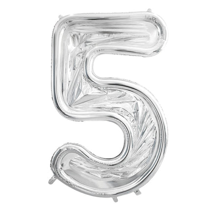 5 Jaar Ballon Frame Zilver 1,26m van Partydeco koop je bij Partywinkel