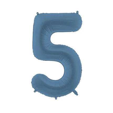5 Jaar Cijfer Ballon Blauw Mat Leeg 86cm van Partydeco koop je bij Partywinkel