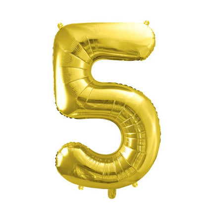 5 Jaar Cijfer Ballon Goud Leeg 72cm van Partydeco koop je bij Partywinkel