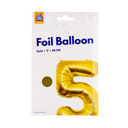 5 Jaar Cijfer Ballon Goud Leeg 86cm van Paper Dreams koop je bij Partywinkel