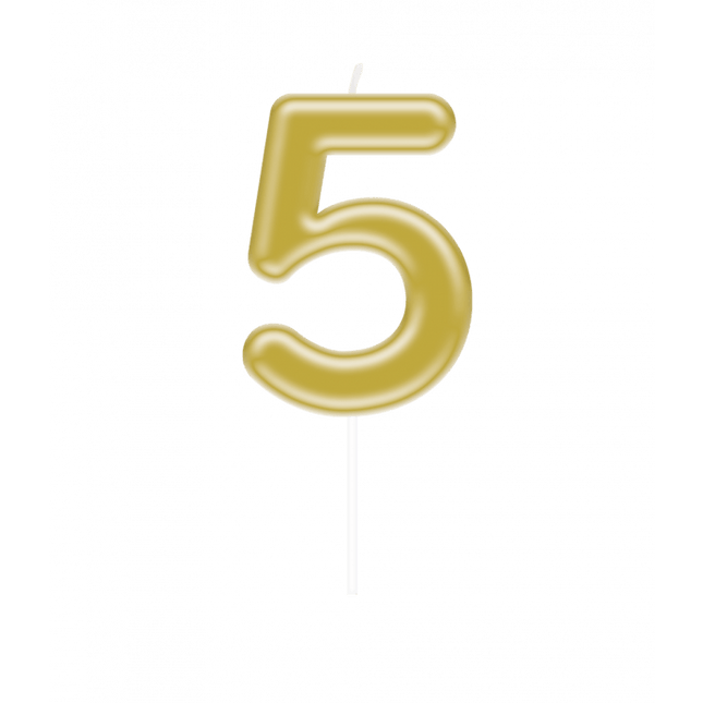 5 Jaar Kaars Goud 10,5cm van Paper Dreams koop je bij Partywinkel