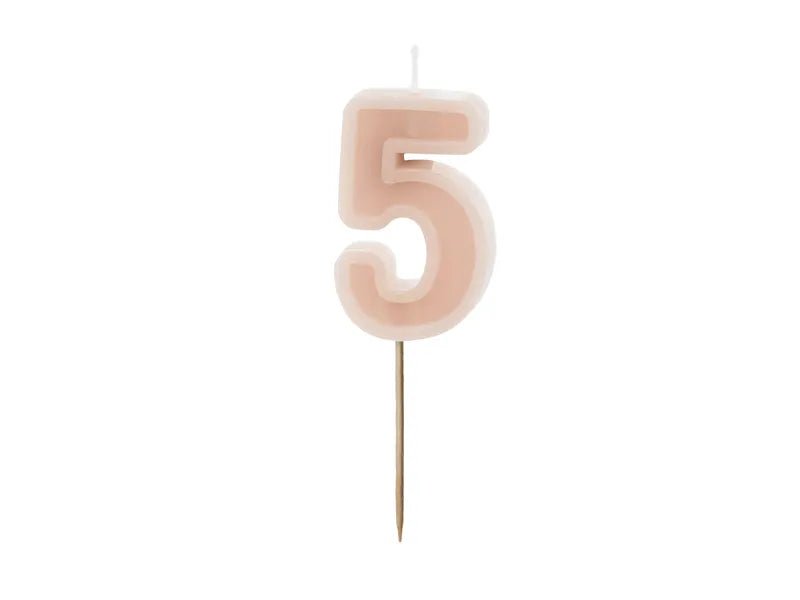 5 Jaar Kaars Lichtroze 10cm van Partydeco koop je bij Partywinkel