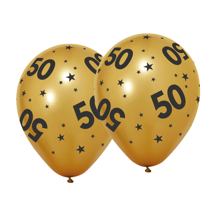 50 Jaar Ballonnen Goud Zwart 31cm 6st van WeFiesta koop je bij Partywinkel