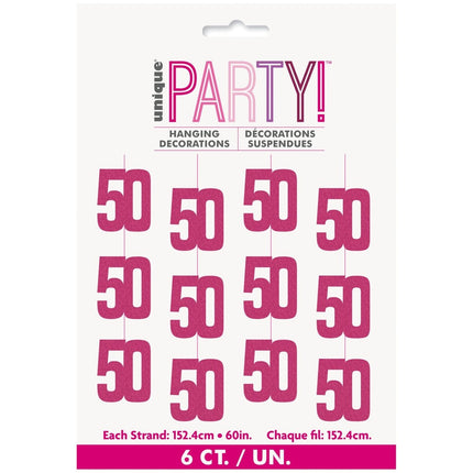 50 Jaar Hangdecoratie Roze 1,52m van Unique koop je bij Partywinkel