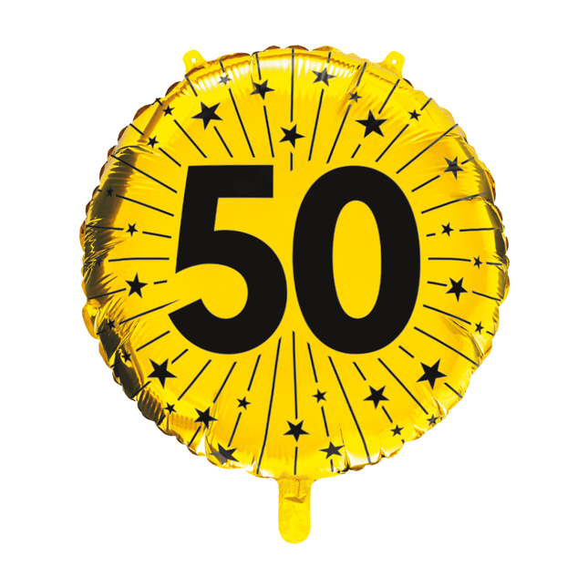 50 Jaar Helium Ballon Goud Zwart Leeg 45cm van WeFiesta koop je bij Partywinkel