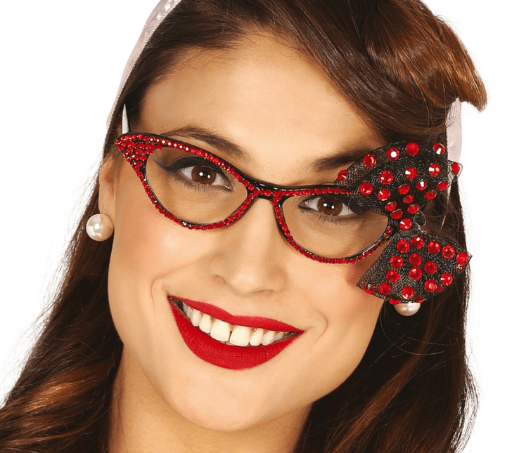 50'S Bril Strik Rood van Fiestas Guirca koop je bij Partywinkel