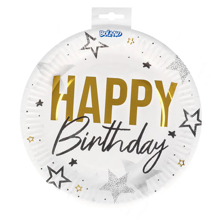 8 kpl:n paperilautaset ”Happy birthday” (Ø 23 cm)
