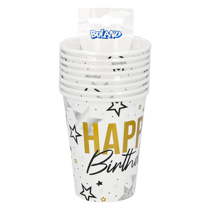 8 kpl:n paperikuppisarja ”Happy birthday” (25 cl)