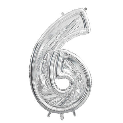 6 Jaar Ballon Frame Zilver 1,26m van Partydeco koop je bij Partywinkel