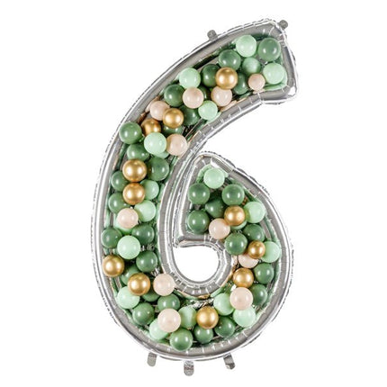 6 Jaar Ballon Frame Zilver 1,26m van Partydeco koop je bij Partywinkel