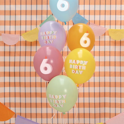 6 Jaar Ballonnen 30cm 6st van Partydeco koop je bij Partywinkel