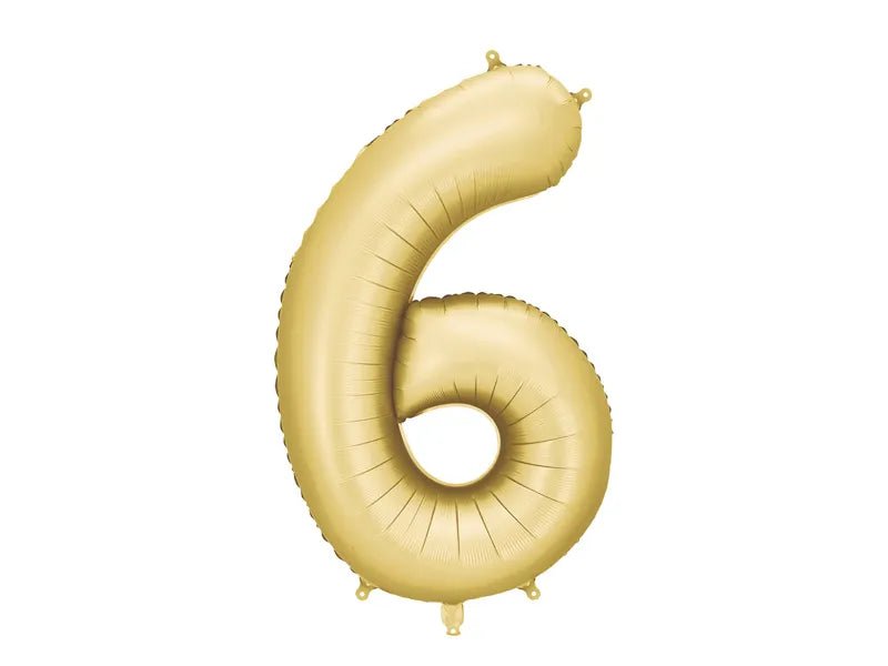 6 Jaar Cijfer Ballon Goud Satijn Folie Leeg 86cm van Partydeco koop je bij Partywinkel